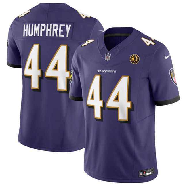 Men's Baltimore Ravens #44 Marlon Humphrey Purple 2023 F.U.S.E. With John Madden Patch Vapor Limited Stitched Football Jersey