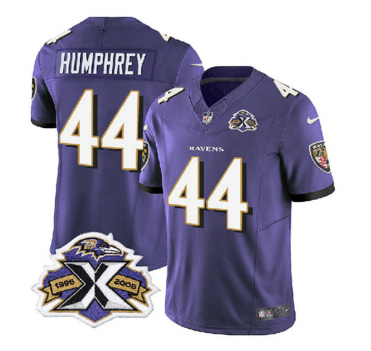 Men's Baltimore Ravens #44 Marlon Humphrey Purple 2023 F.U.S.E With Patch Throwback Vapor Limited Jersey