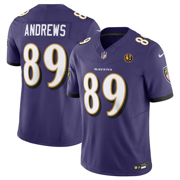 Men's Baltimore Ravens #89 Mark Andrews Purple 2023 F.U.S.E. With John Madden Patch Vapor Limited Stitched Football Jersey