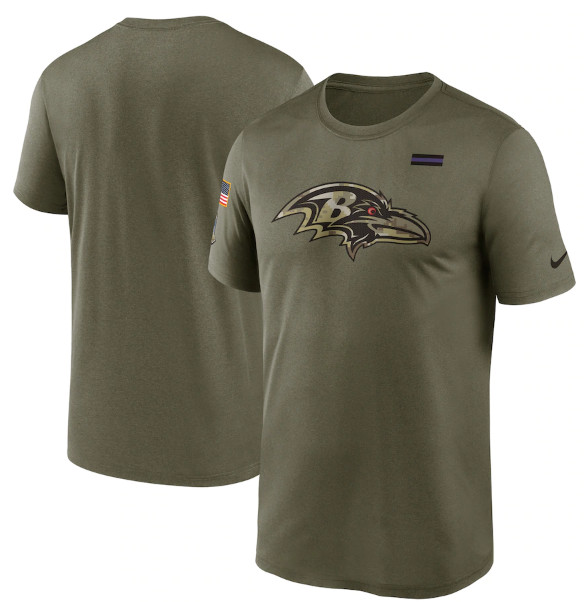 Men's Baltimore Ravens 2021 Olive Salute To Service Legend Performance T-Shirt