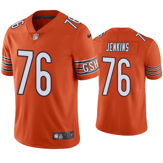 Men's Bears #76 Teven Jenkins Orange Men's Stitched NFL Limited Rush Jersey
