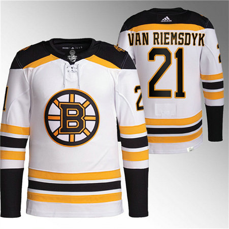 Men's Boston Bruins #21 James Van Riemsdyk White Stitched Jersey