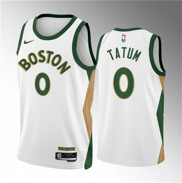 Men's Boston Celtics #0 Jayson Tatum White 2023 24 City Edition Stitched Basketball Jersey