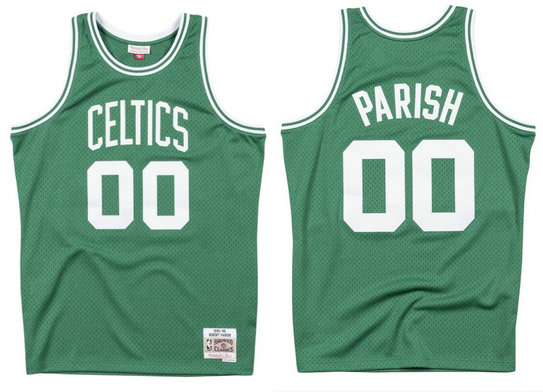 Men's Boston Celtics #00 Robert Parish Green 1985-86 Throwback Stitched Jersey