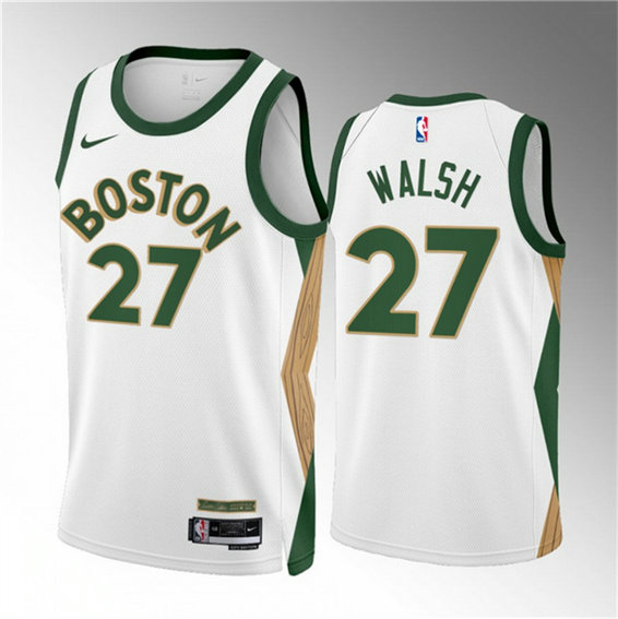 Men's Boston Celtics #27 Jordan Walsh White 2023 24 City Edition Stitched Basketball Jersey