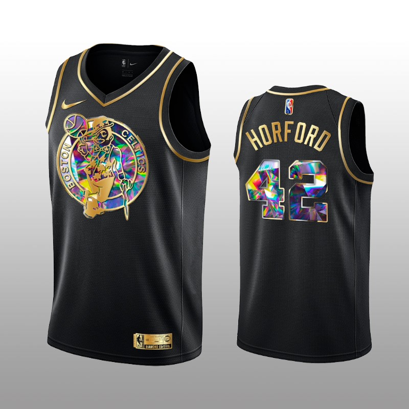 Men's Boston Celtics #42 Al Horford 2021 22 Black Golden Edition 75th Anniversary Diamond Logo Stitched Basketball Jersey