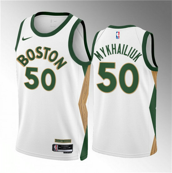 Men's Boston Celtics #50 Svi Mykhailiuk White 2023 24 City Edition Stitched Basketball Jersey