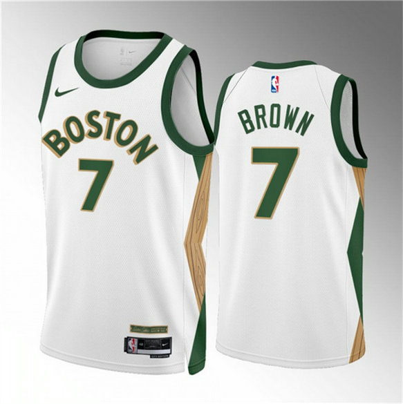 Men's Boston Celtics #7 Jaylen Brown White 2023 24 City Edition Stitched Basketball Jersey