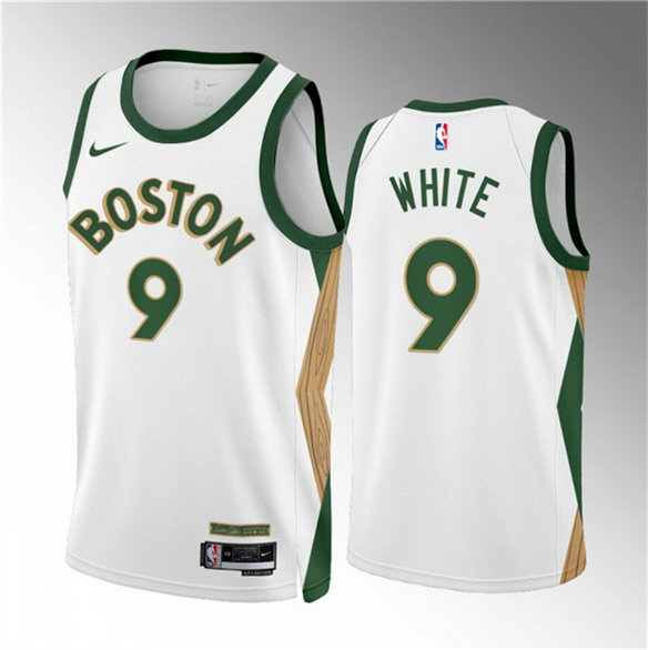 Men's Boston Celtics #9 Derrick White White 2023 24 City Edition Stitched Basketball Jersey
