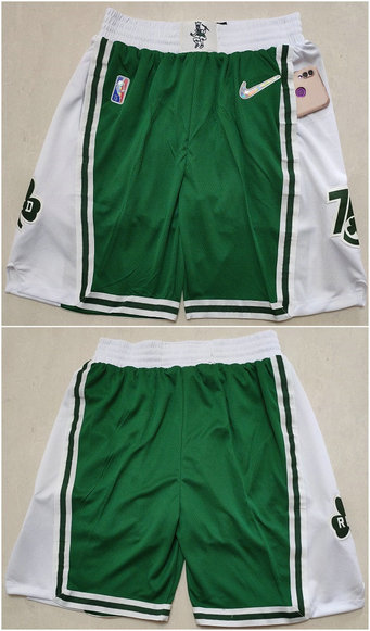 Men's Boston Celtics Green White 75th Anniversary Shorts 