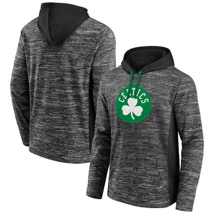 Men's Boston Celtics Heathered Charcoal Black Instant Replay Color Block Pullover Hoodie