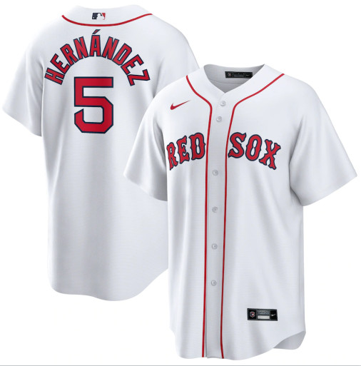 Men's Boston Red Sox #5 Enrique Hernandez White Cool Base Jersey
