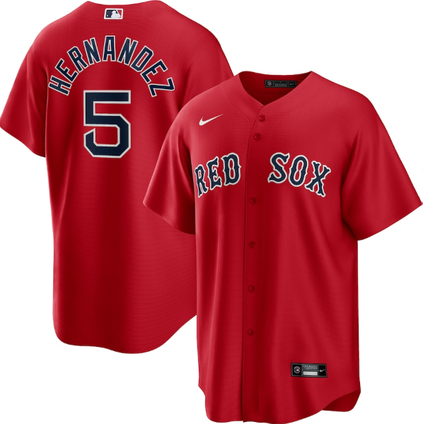 Men's Boston Red Sox #5 Kike Hernandez Red Cool Base Stitched Baseball Jersey