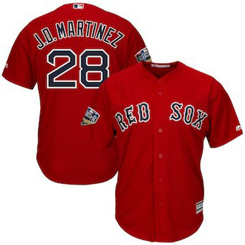 Men's Boston Red Sox J.D. Martinez Majestic Scarlet 2018 World Series Cool Base Player Jersey