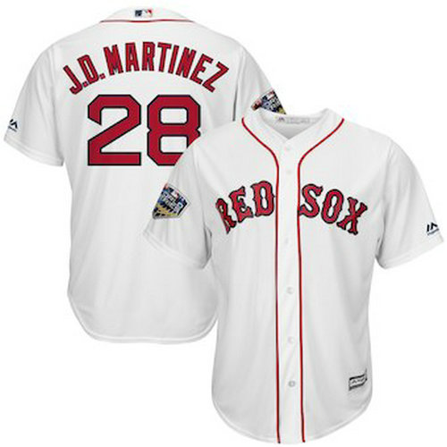 Men's Boston Red Sox J.D. Martinez Majestic White 2018 World Series Cool Base Player Jersey