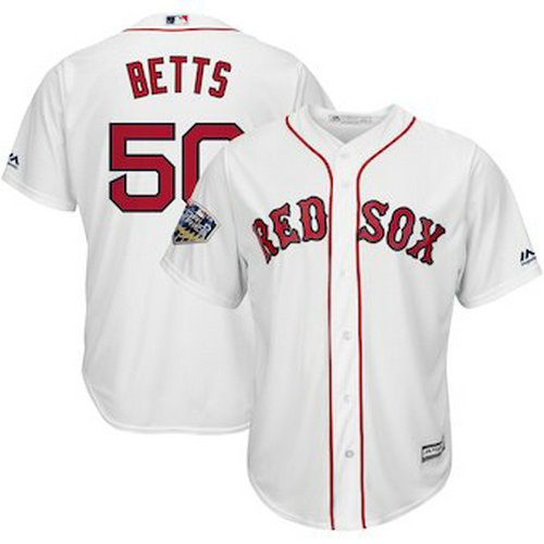 Men's Boston Red Sox Mookie Betts Majestic White 2018 World Series Cool Base Player Jersey