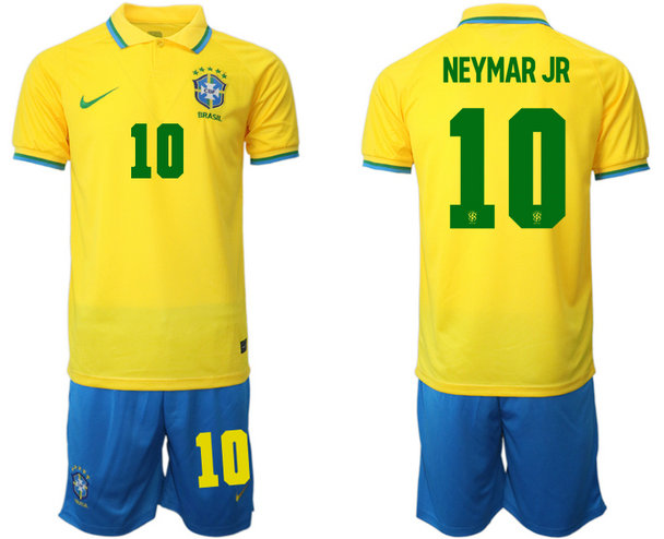 Men's Brazil #10 Neymar Jr Yellow Home Soccer Jersey Suit
