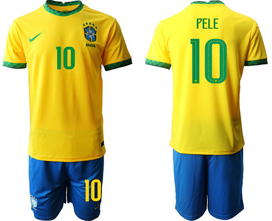 Men's Brazil #10 Pele home Jersey