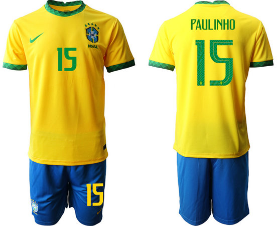 Men's Brazil #15 Paulinho home Jersey