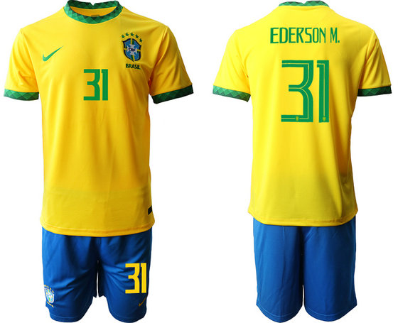 Men's Brazil #31 Ederson M. home Jersey