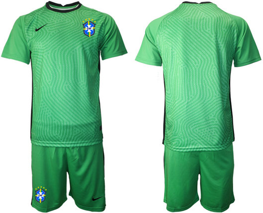 Men's Brazil Blank Green goalkeeper Jersey