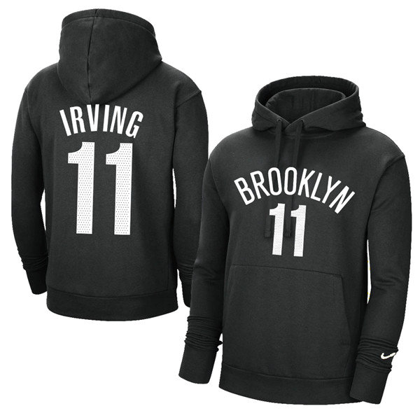 Men's Brooklyn Nets #11 Kyrie Irving 2021 Black Pullover Hoodie
