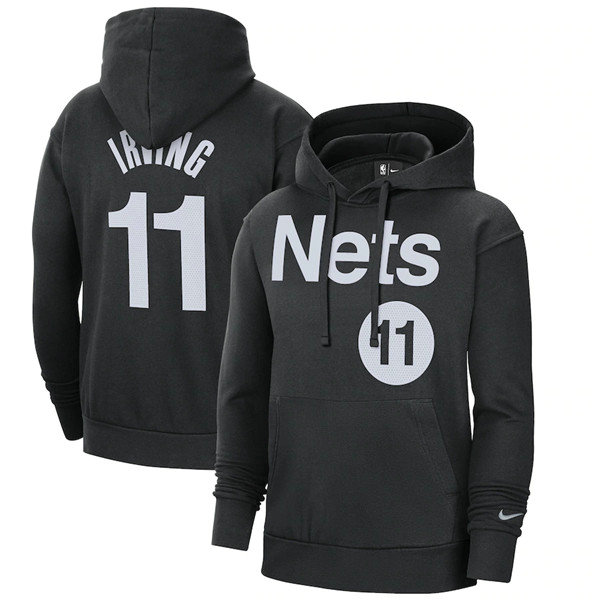 Men's Brooklyn Nets #11 Kyrie Irving 2021 Black Pullover HoodieS