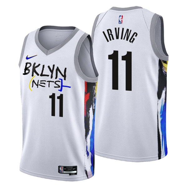 Men's Brooklyn Nets #11 Kyrie Irving 2022 23 White City Edition Stitched Basketball Jersey