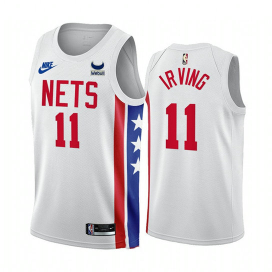 Men's Brooklyn Nets #11 Kyrie Irving 2022 23 White With Patch Classic Edition Stitched Basketball Jersey