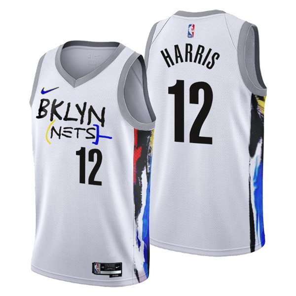 Men's Brooklyn Nets #12 Joe Harris 2022 23 White City Edition Stitched Basketball Jersey