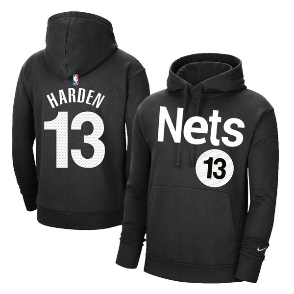 Men's Brooklyn Nets #13 James Harden 2021 Black Pullover HoodieS