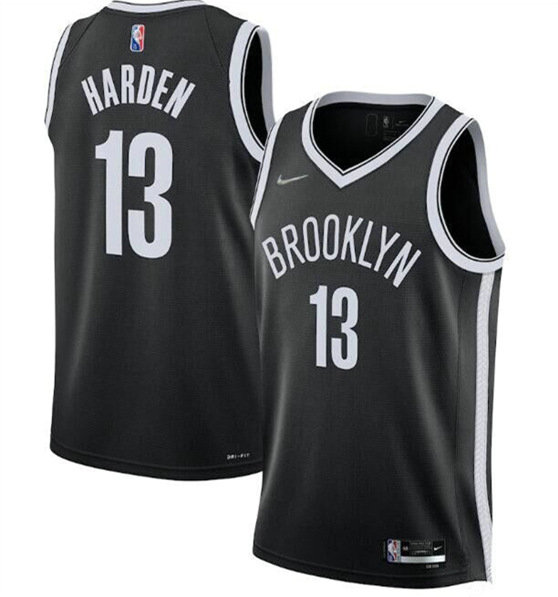 Men's Brooklyn Nets #13 James Harden 75th Anniversary Black Stitched Basketball Jersey