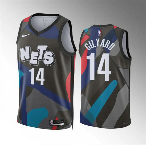 Men's Brooklyn Nets #14 Jacob Gilyard Black 2023 24 City Edition Stitched Basketball Jersey