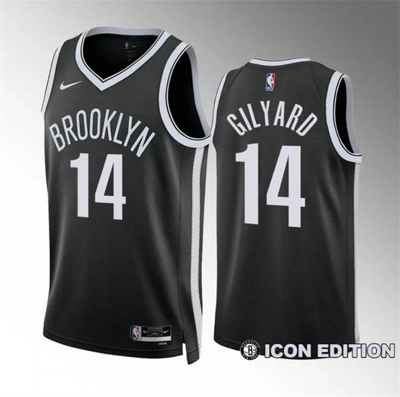 Men's Brooklyn Nets #14 Jacob Gilyard Black Icon Edition Stitched Basketball Jersey