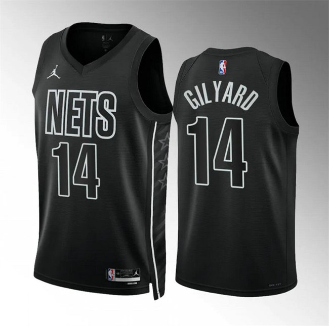 Men's Brooklyn Nets #14 Jacob Gilyard Black Statement Edition Stitched Basketball Jersey
