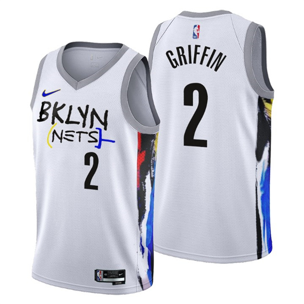 Men's Brooklyn Nets #2 Blake Griffin 2022 23 White City Edition Stitched Basketball Jersey