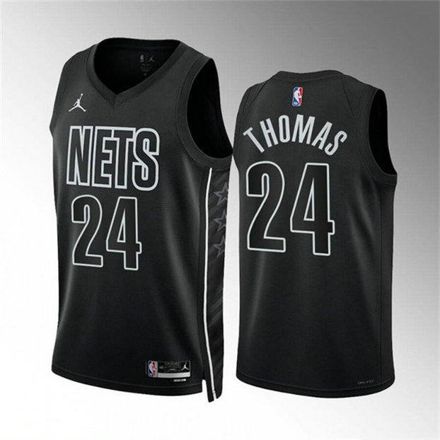 Men's Brooklyn Nets #24 Cam Thomas 2022 23 Black Statement Edition Stitched Basketball Jersey