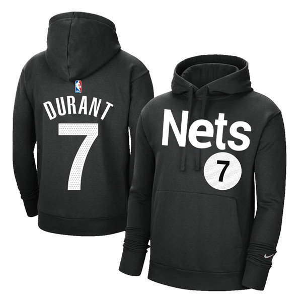 Men's Brooklyn Nets #7 Kevin Durant 2021 Black Pullover Hoodie