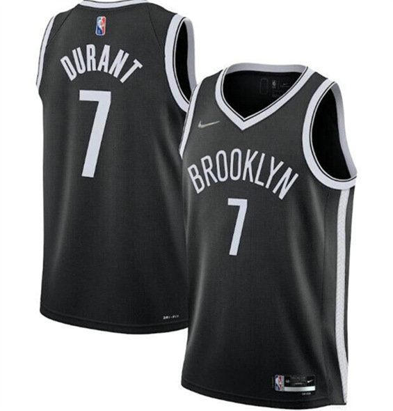 Men's Brooklyn Nets #7 Kevin Durant 75th Anniversary Black Stitched Basketball Jersey
