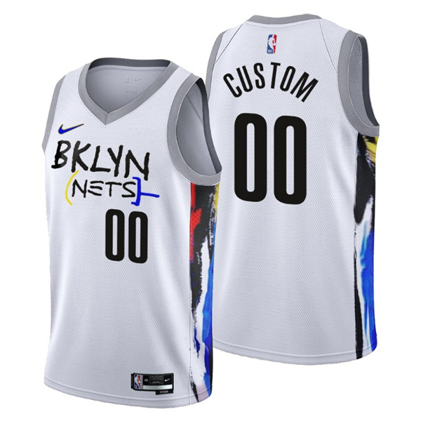 Men's Brooklyn Nets Active Player Custom 2022 23 White City Edition Stitched Basketball Jersey