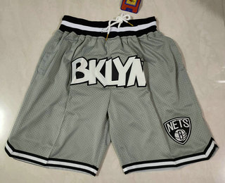 Men's Brooklyn Nets Grey Just Don Swingman Throwback Shorts