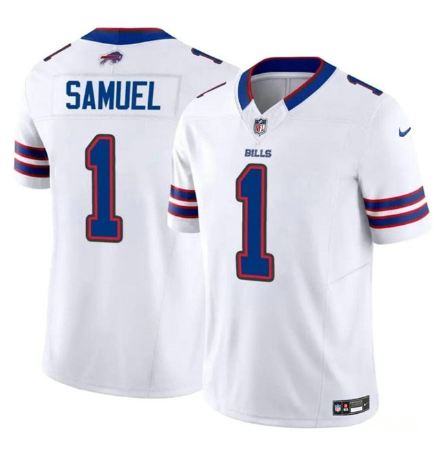 Men's Buffalo Bills #1 Curtis Samuel White 2023 F.U.S.E. Vapor Untouchable Limited Stitched Football Jersey