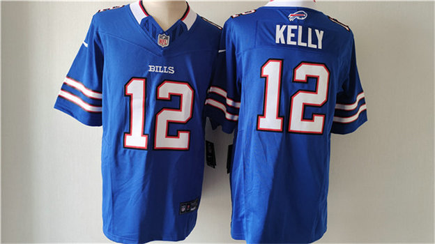 Men's Buffalo Bills #12 Jim Kelly Blue 2023 F.U.S.E. Vapor Untouchable Limited Stitched Jersey