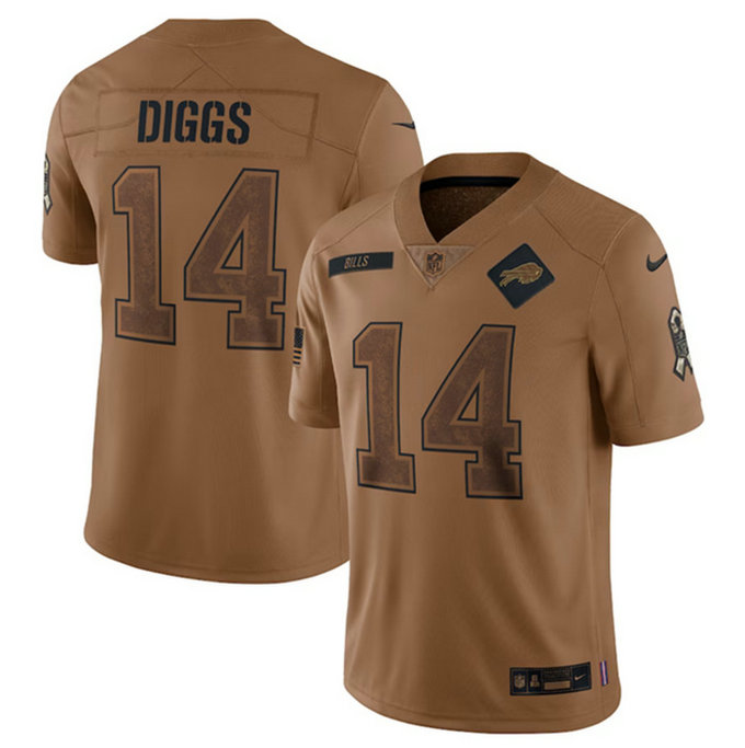 Men's Buffalo Bills #14 Stefon Diggs 2023 Brown Salute To Service Limited Stitched Jersey