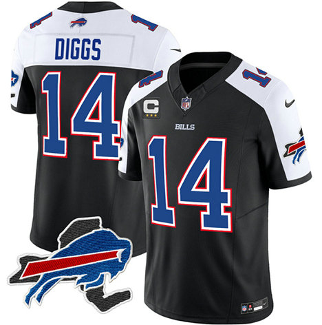 Men's Buffalo Bills #14 Stefon Diggs Black White 2023 F.U.S.E. New York Patch And 3-Star C Patch Vapor Untouchable Limited Stitched Football JerseyS