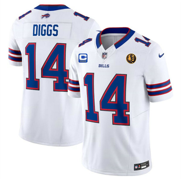Men's Buffalo Bills #14 Stefon Diggs White 2023 F.U.S.E. With 3-Star C Ptach And John Madden Patch Vapor Limited Stitched Football Jersey