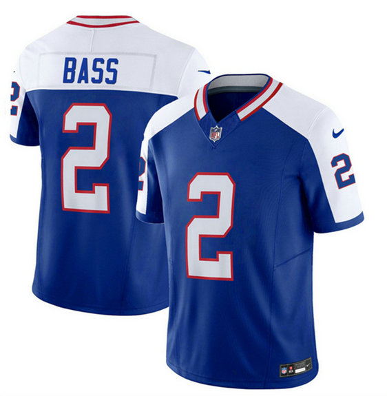 Men's Buffalo Bills #2 Tyler Bass Blue White 2023 F.U.S.E. Throwback Vapor Untouchable Limited Stitched Jersey
