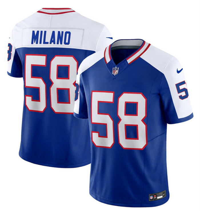 Men's Buffalo Bills #58 Matt Milano Blue White 2023 F.U.S.E. Throwback Vapor Untouchable Limited Stitched Jersey