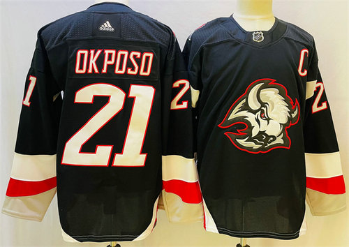 Men's Buffalo Sabres #21 Kyle Okposo 2022-23 Black Stitched Jersey