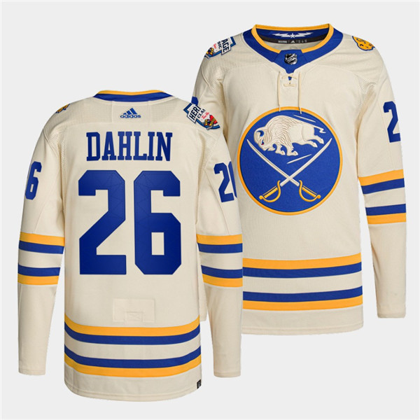 Men's Buffalo Sabres #26 Rasmus Dahlin 2022 Cream Heritage Classic Stitched Jersey